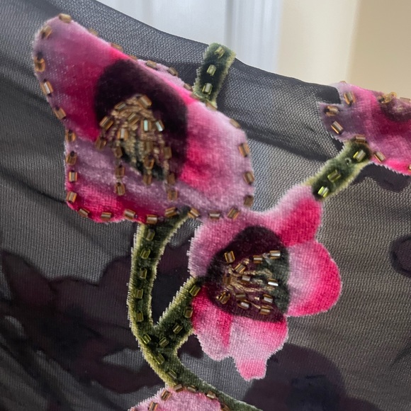 Aris A Cherry Blossom Silk Velvet Burnout w/Tassel Short Kimono O/S. (M/… - Picture 10 of 12